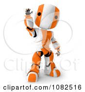 Poster, Art Print Of 3d Orange Ao-Maru Robot Waving