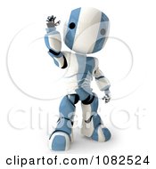 Poster, Art Print Of 3d Light Blue Ao-Maru Robot Waving