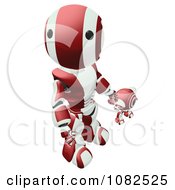 Poster, Art Print Of 3d Red Ao-Maru Robot Holding Hands With A Web Cam