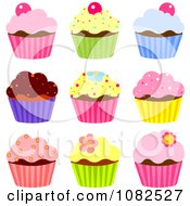 Clipart Colorful Cupcakes Royalty Free Vector Illustration