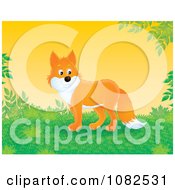 Clipart Handsome Fox In A Lush Landscape Royalty Free Illustration