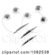 Clipart 3d Bullet Holes And Slash Marks Royalty Free Vector Illustration by AtStockIllustration