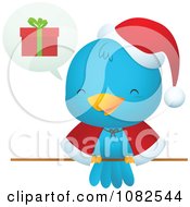 Poster, Art Print Of Christmas Blue Bird Talking About Gifts