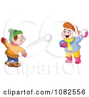 Boy And Girl Having A Snowball Fight