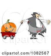 Poster, Art Print Of Vampire Pulling A Large Halloween Pumpkin An A Wagon
