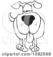Clipart Outlined Dog Facing Forward With His Tongue Hanging Out Royalty Free Vector Illustration