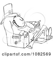 Clipart Outlined Thanksgiving Pilgrim Relaxing In A Recliner Royalty Free Vector Illustration