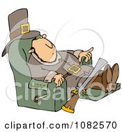 Clipart Thanksgiving Pilgrim Relaxing In A Recliner Royalty Free Vector Illustration