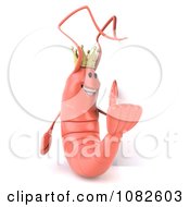 Clipart 3d King Shrimp With A Sign 2 Royalty Free CGI Illustration by Julos