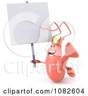 Clipart 3d King Shrimp With A Sign 3 Royalty Free CGI Illustration by Julos