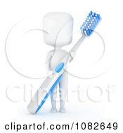 Poster, Art Print Of 3d Ivory Man Holding A Tooth Brush