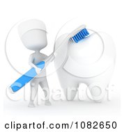Poster, Art Print Of 3d Ivory Man Brushing A Tooth