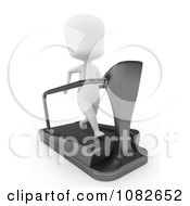 Poster, Art Print Of 3d Ivory Man Running On A Treadmill
