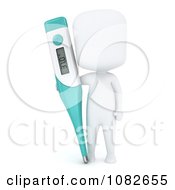 Clipart 3d Ivory Man Holding A Thermometer Royalty Free CGI Illustration