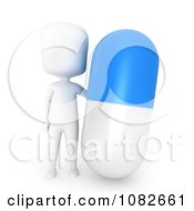 Clipart 3d Ivory Man With A Large Pill Royalty Free CGI Illustration