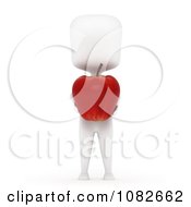 Clipart 3d Ivory Man Holding An Apple Royalty Free CGI Illustration
