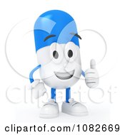 Poster, Art Print Of 3d Pill Character Holding A Thumb Up