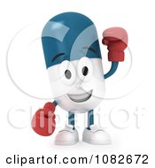 3d Pill Character Wearing Boxing Gloves