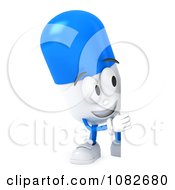 Poster, Art Print Of 3d Pill Character With A Blank Sign