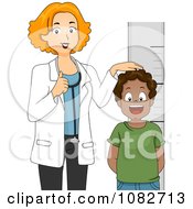 Clipart Pediatric Doctor Measuring A Black Boys Height Royalty Free Vector Illustration