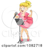 Clipart Girl Singing A Song In A Talent Show Royalty Free Vector Illustration by BNP Design Studio