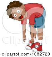 Clipart Black Boy Bending Over And Stretching Royalty Free Vector Illustration