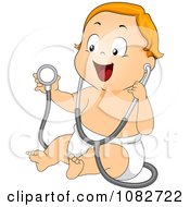 Poster, Art Print Of Baby Boy Playing With A Stethoscope