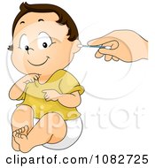 Poster, Art Print Of Baby Boy Getting His Ears Cleaned With A Cotton Swab
