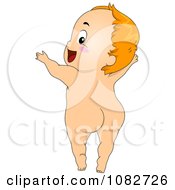 Clipart Naked Baby Boy Looking Back And Holding His Arms Up For A Hug Royalty Free Vector Illustration by BNP Design Studio