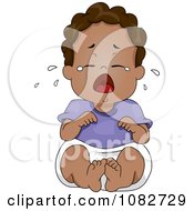 Clipart Black Baby Boy Sitting And Crying Royalty Free Vector Illustration by BNP Design Studio