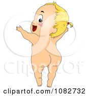 Clipart Naked Baby Girl Looking Back And Holding Her Arms Up For A Hug Royalty Free Vector Illustration by BNP Design Studio