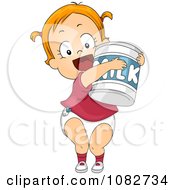 Poster, Art Print Of Baby Girl Holding Canned Milk