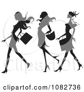 Poster, Art Print Of Trio Of Silhouetted Fashionable Ladies Shopping