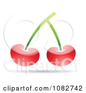 Clipart Two Red Cherries Royalty Free Vector Illustration