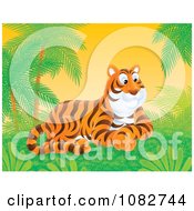 Poster, Art Print Of Tiger Resting In A Tropical Landscape