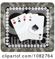 Clipart Four Poker Aces With Diamonds And Rays Royalty Free Vector Illustration