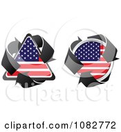 Poster, Art Print Of Triangle And Round American Flag Recycle Icons