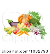 Clipart 3d Vegetables Arranged Together Royalty Free Vector Illustration