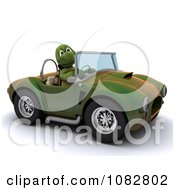 Poster, Art Print Of 3d Tortoise Driving A Convertible Car