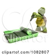 Clipart 3d Tortoise Using A Paint Roller And Pan Royalty Free CGI Illustration