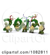Clipart 3d Tortoises Celebrating The New Year 2012 Royalty Free CGI Illustration