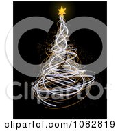 Clipart Gold And Silver Christmas Tree On Black Royalty Free CGI Illustration