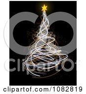 Poster, Art Print Of Gold And Silver Christmas Tree On Black