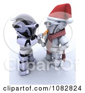 Poster, Art Print Of 3d Robot Making A Robotic Snowman