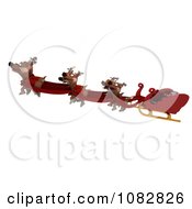 Poster, Art Print Of 3d Reindeer With A Sleigh