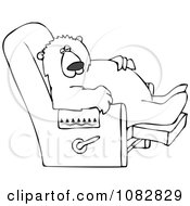 Clipart Outlined Bear Relaxing In A Recliner Chair Royalty Free Vector Illustration