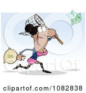 Poster, Art Print Of African American Businesswoman Catching Money With A Net