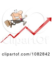 Clipart Caucasian Business Man Running Up An Arrow Royalty Free Vector Illustration