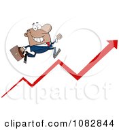 Clipart Black Businessman Running Up An Arrow Royalty Free Vector Illustration by Hit Toon