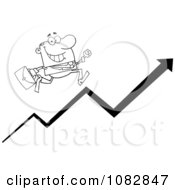 Poster, Art Print Of Outlined Businessman Running Up An Arrow